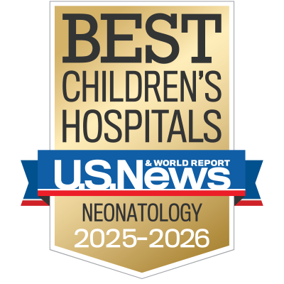 U.S. News & World Report Best Children's Hospitals Neonatology 2025-26 badge