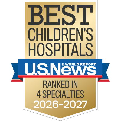 U.S. News & World Report Best Children's Hospitals badges showing Ranked in 4 specialties
