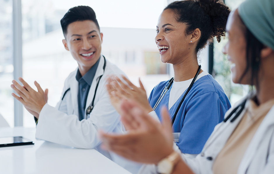 A nurse receiving an award.