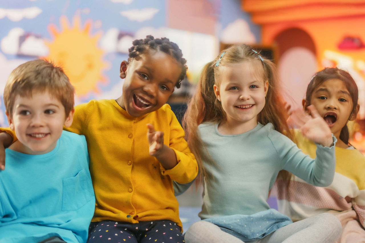 Happy kindergarten kids