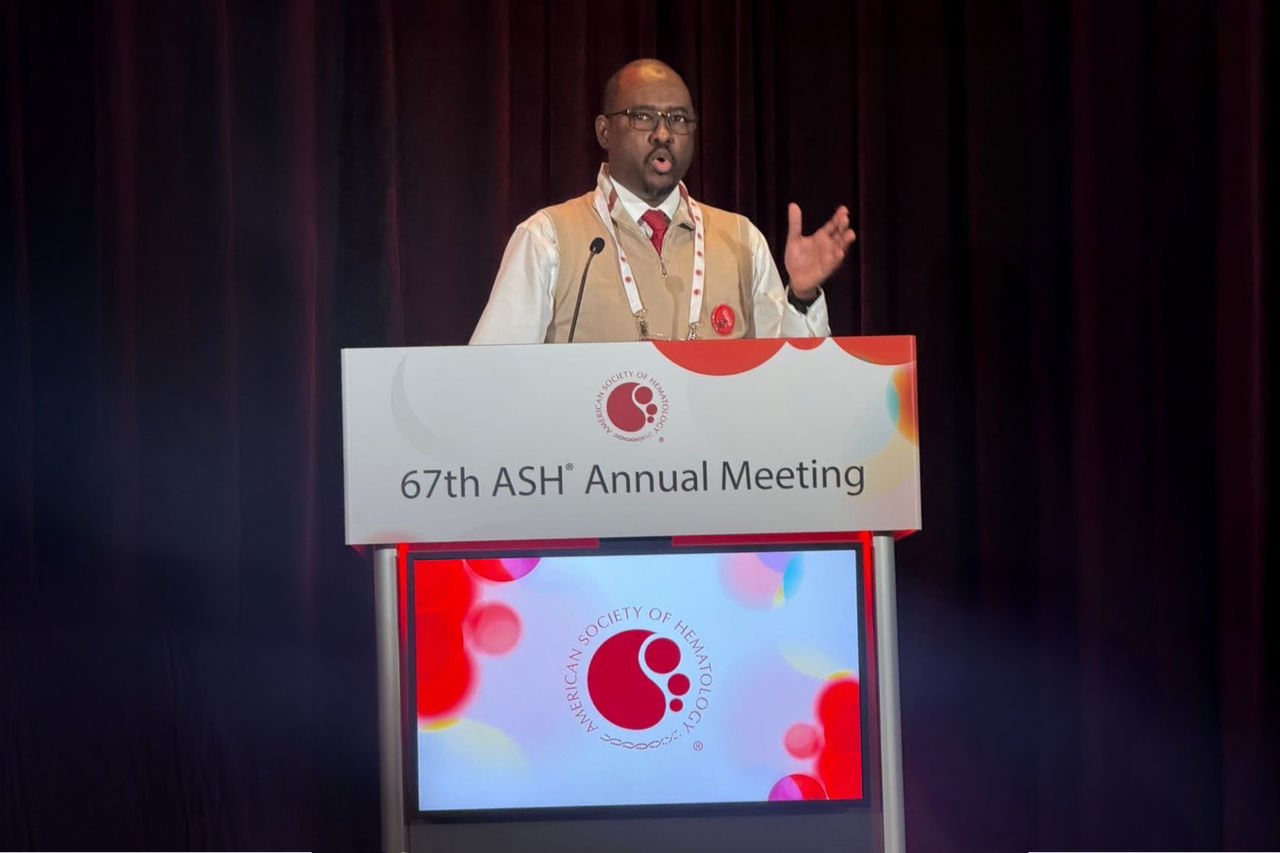 Portrait of Dr. Ibrahim Gwarzo at annual meeting of the 76th ASH