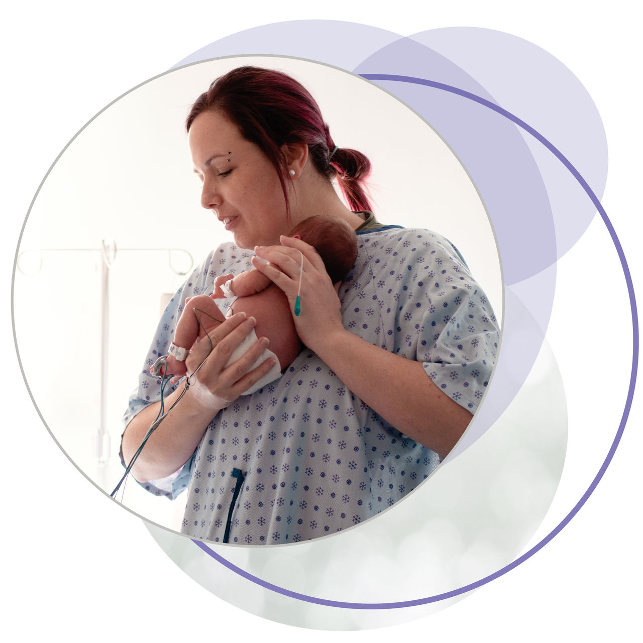 Mother Comforts Newborn in Hospital Setting